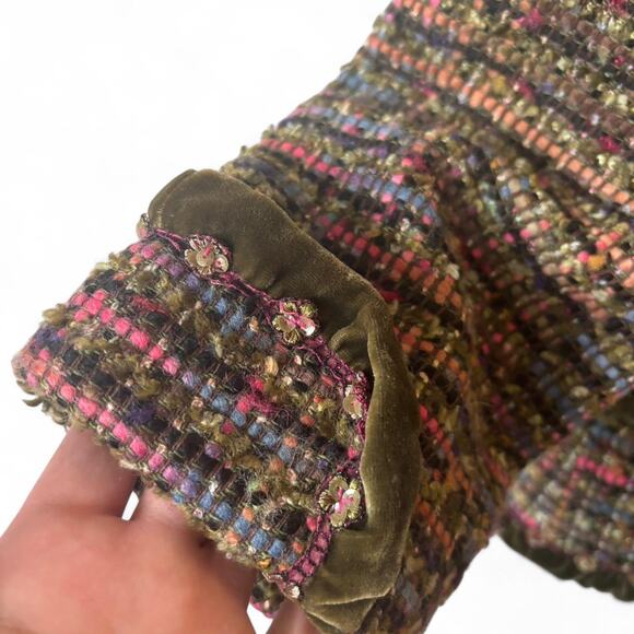 Cynthia Steffe Tweed Velvet Trim Cropped Jacket Made in USA L - Picture 6 of 8